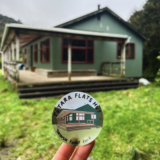 Hut stickers north island tōtara flats doc hut nz gift idea tramping