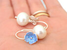 hydrangea blue flowers pearls earrings handmade nz jewellery lily griffin