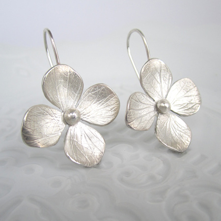 Hydrangea Earrings Large Sterling Silver