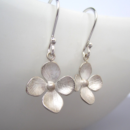 Hydrangea Earrings Small Sterling Silver