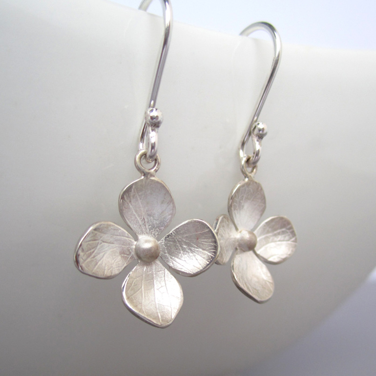 Hydrangea Flower Earrings Small Sterling Silver Julia Banks Jewellery