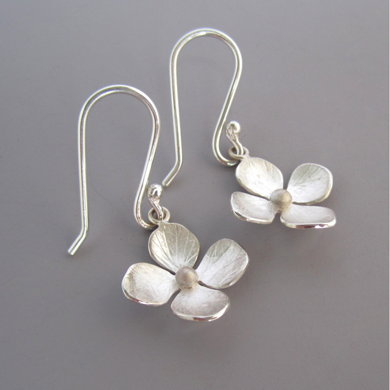 Hydrangea Flower Earrings Small Sterling Silver Julia Banks Jewellery
