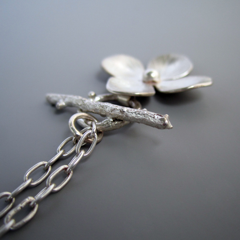 Hydrangea Necklace Sterling Silver flower pendant Julia Banks Jewellery