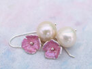 hydrangea pink flowers pearls earrings sterling silver lily griffin jewellery nz