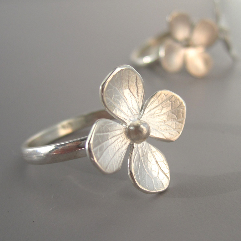 Hydrangea Ring Sterling Silver Cocktail Ring Julia Banks Jewellery floral