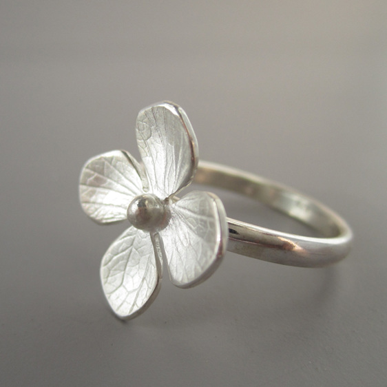 Hydrangea Ring Sterling Silver Cocktail Ring Julia Banks Jewellery floral