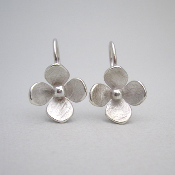 Hydrangea Sterling Silver Earrings Small