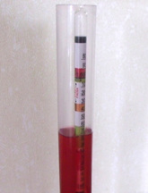 Hydrometer reading at approximately 1.074