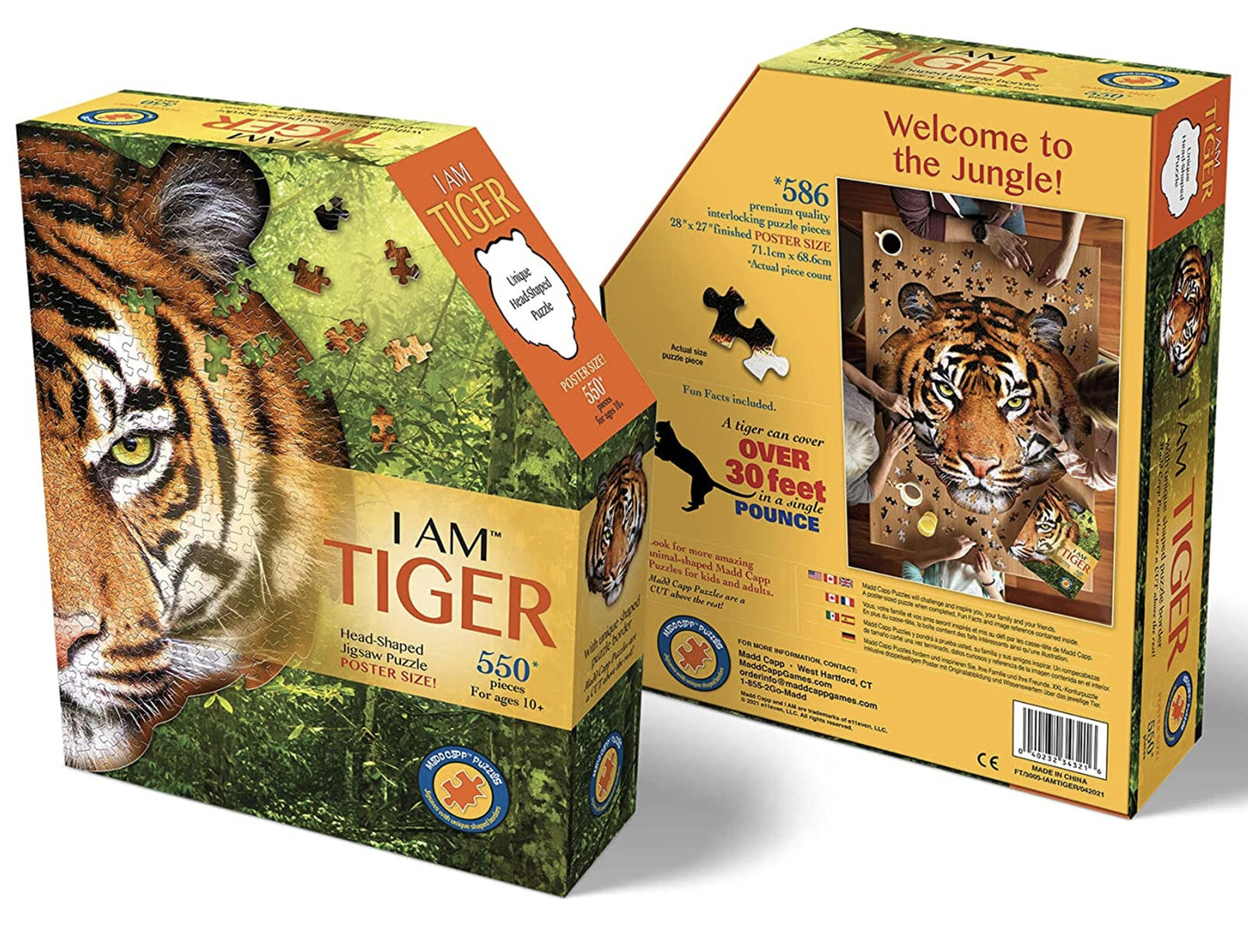 Madd Capp Puzzles - I AM Tiger - 550 pieces - Animal Shapes Jigsaw Puzzle -  PuzzlesNZ