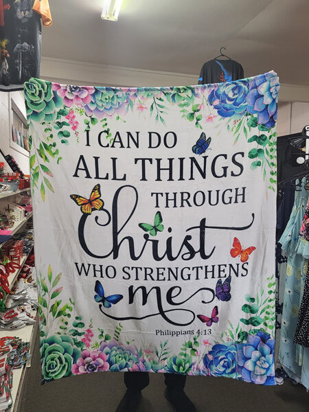 I can do all things through Christ... Christian Blanket 150 x 130cm approx PREORDER