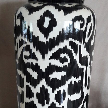 Ikat Canister Black and White - $195