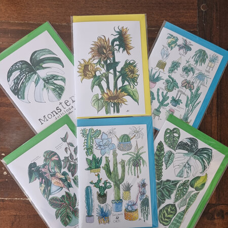 "Indoor Plant" themed Greeting Cards pack of 6