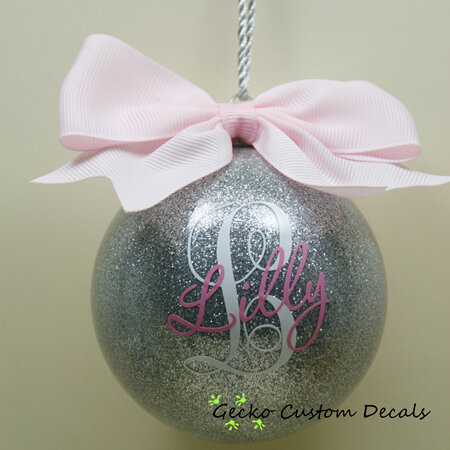 Initial Glittered Christmas Bauble