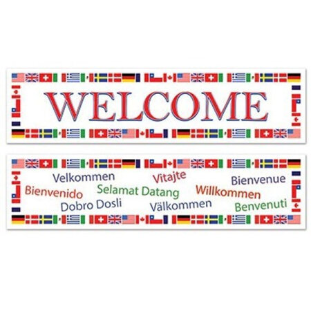 International flag welcome banner