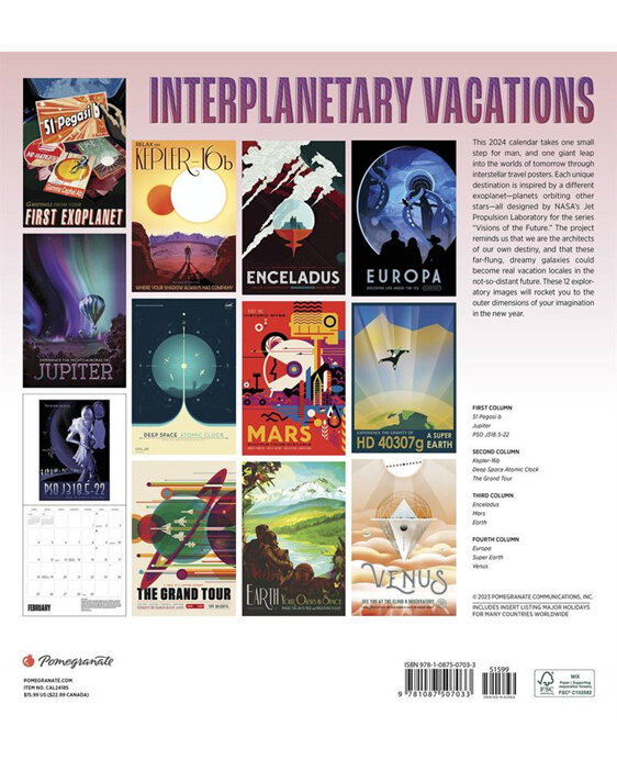 Interplanetary Vacations 2024 Wall Calendar by Pomegranate