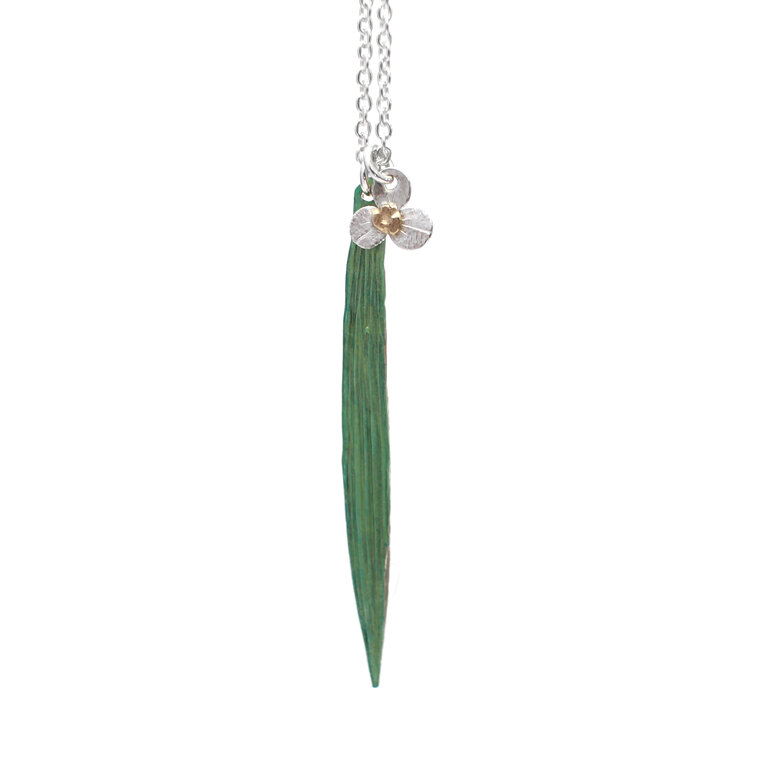 Iris Flower and Leaf Necklace