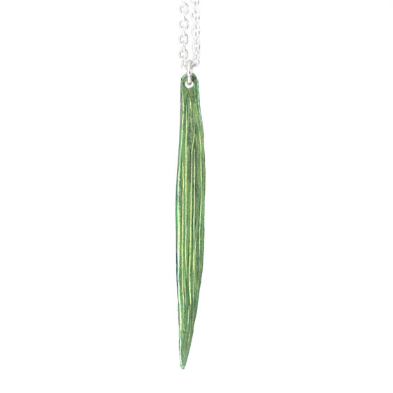 iris mikoikoi long leaf green sterling silver pendant lily griffin jewellery nz