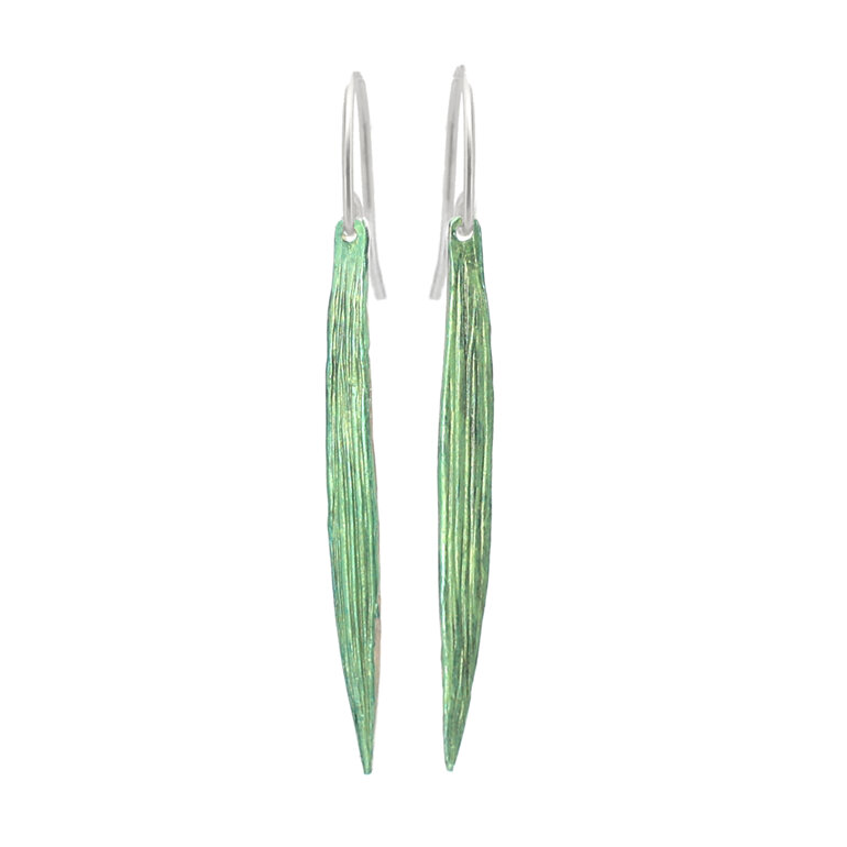 iris mikoikoi long leaves spring green sterling silver earrings lilygriffin leaf