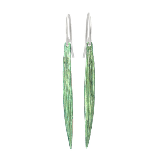 iris mikoikoi long leaves spring green sterling silver earrings lilygriffin leaf