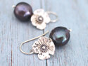 Isla pearl earrings peacock sterling silver flowers lilygriffin nz jewellery