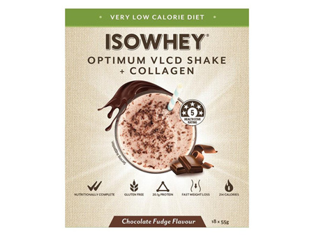 IsoWhey Optimum VLCD Shake + Collagen Chocolate Fudge Flavour 18 Pack