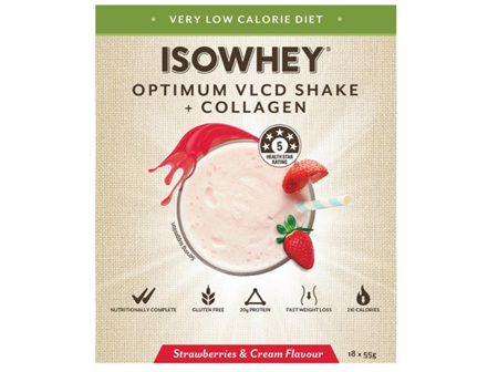 IsoWhey Optimum VLCD Shake + Collagen Strawberries and Cream Flavour 18 Pack