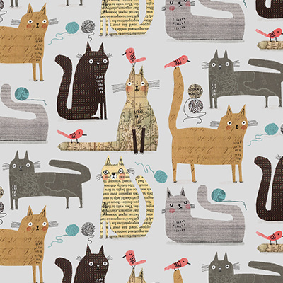 Its Raining Cats & Dogs - Cats at Play Grey