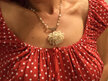 Ivory rose pendant with faux pearl and bead chain