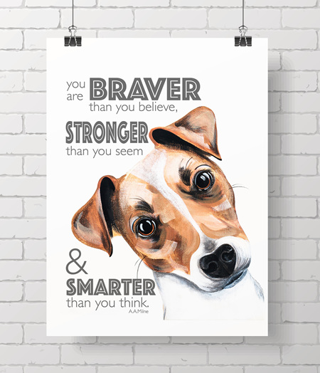 jack russell with quote