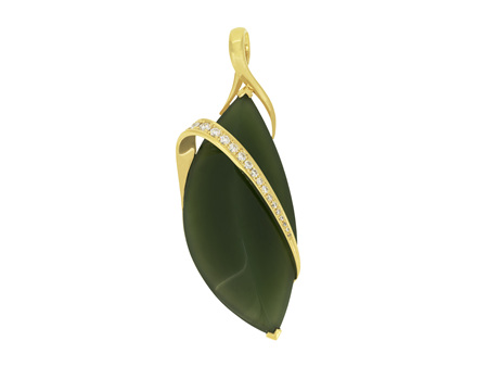 Jade and Diamond Pendant with Gold Band