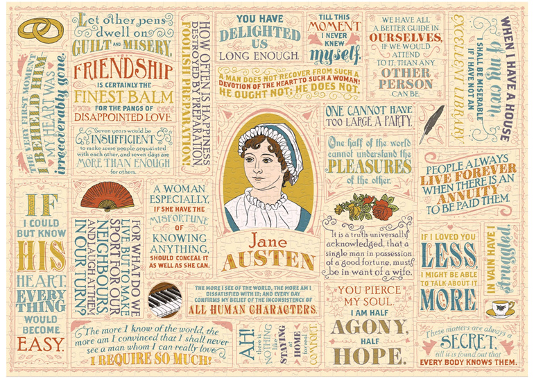 Janes Austen Literary Lines 1000 Piece Jigsaw Puzzle buy at www.puzzlesnz.co.nz