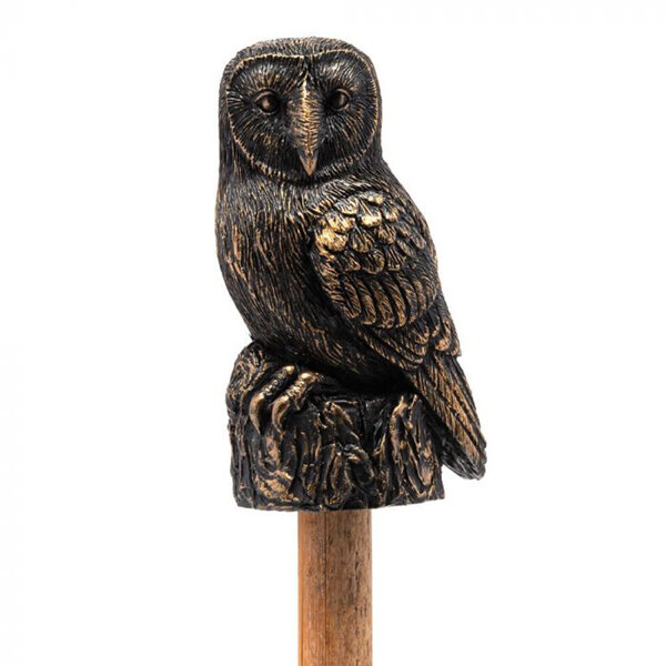 Jardinopia Cane Companions Barn Owl Antique Bronze Topper
