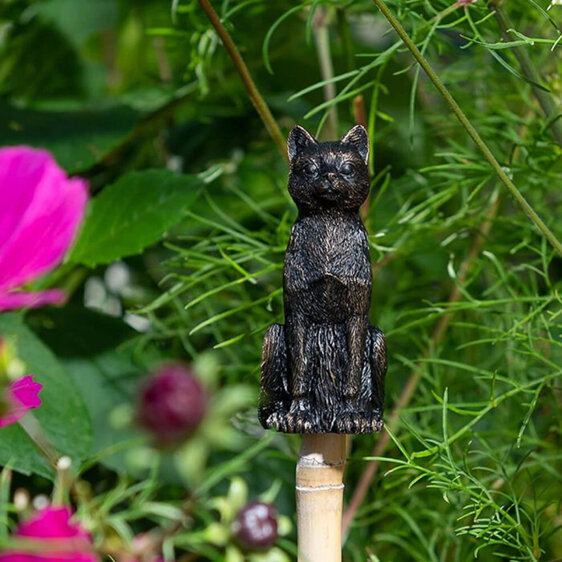 Jardinopia Cane Topper Cat Antique Bronze garden