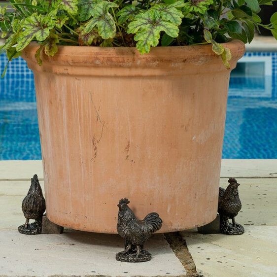 Jardinopia Potty Feet Chicken Bronze Set of 3 home garden pot plant