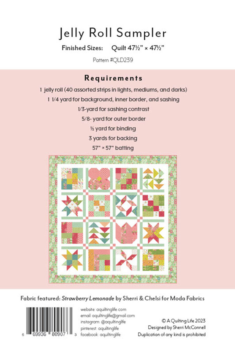 Jelly Roll Sampler Quilt Pattern from Quilting Life Designs