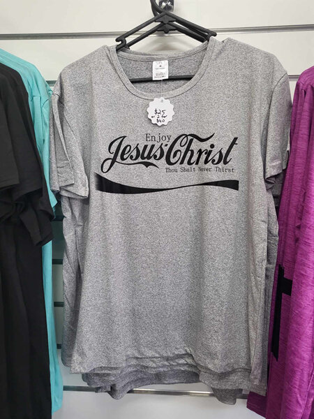 Jesus Christ - Never thirst (grey) adults top