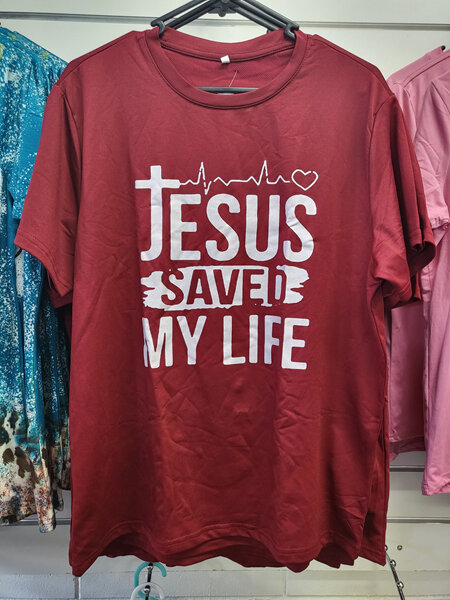 Jesus saved my life adults unisex top WINE RED