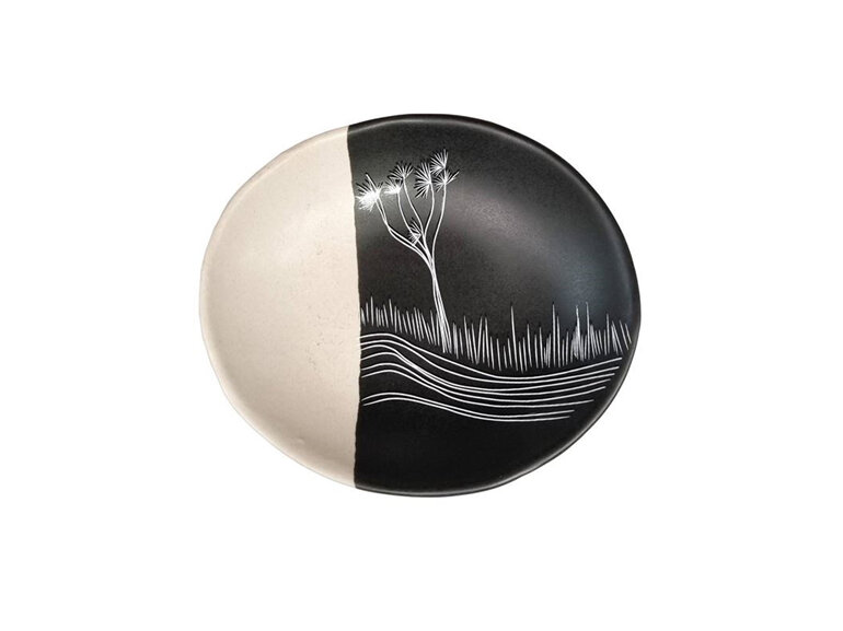 Jo Luping Design Coastal Ceramic 10cm Bowl Ti Kouka Dipped White on Black