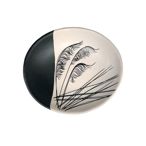 Jo Luping Design Coastal Ceramic 10cm Bowl Toetoe Dipped Black on White