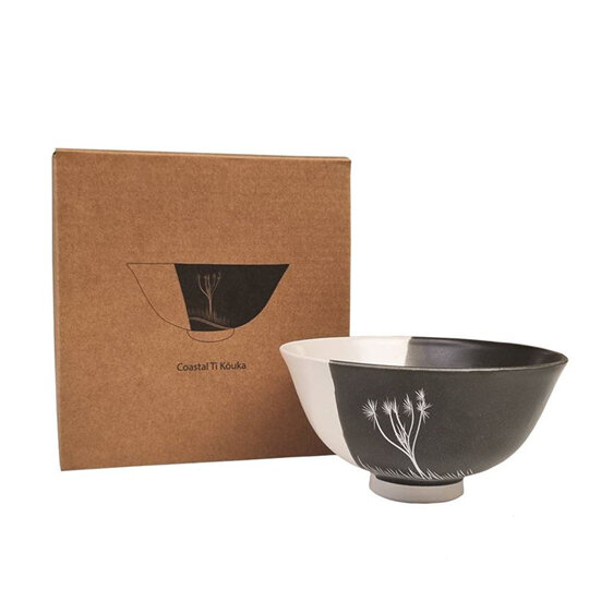 Jo Luping Design Coastal Ceramic 11cm Bowl Ti Kouka Dipped White on Black