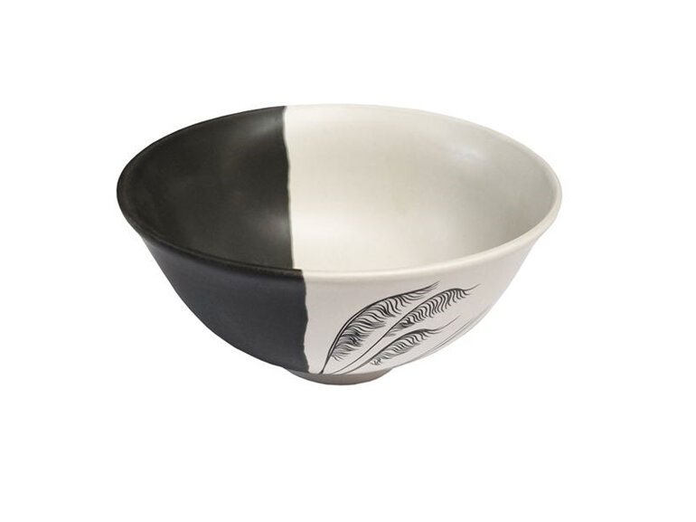 Jo Luping Design Coastal Ceramic 11cm Bowl Toetoe Dipped Black on White