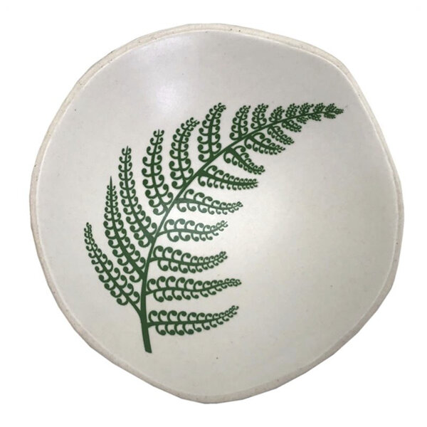 Jo Luping Design Green Fern on White Porcelain 7cm Bowl
