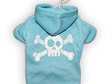 jolly roger blue cotton dog hoodie skull and cross bones