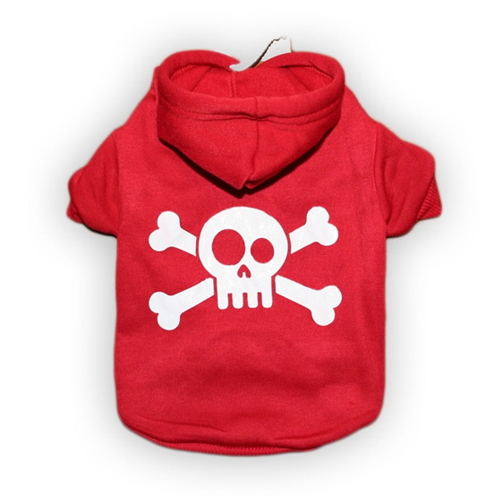 jolly roger red cotton dog hoodie\