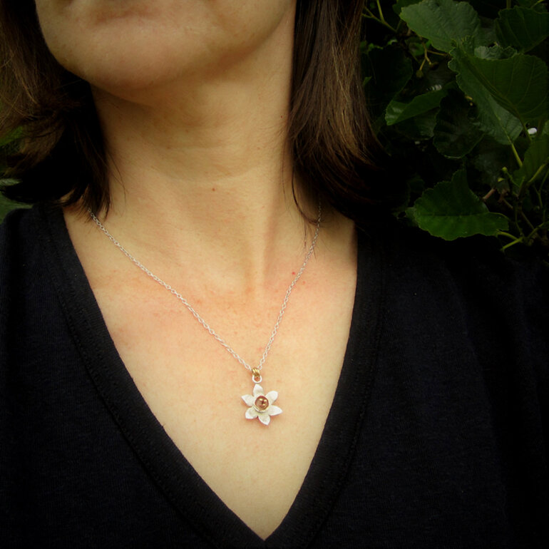 Jonquil Necklace Daffodil Flower Sterling Silver Julia Banks Jewellery