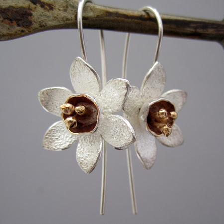 Jonquil Sterling Silver Flower & Stem Earrings