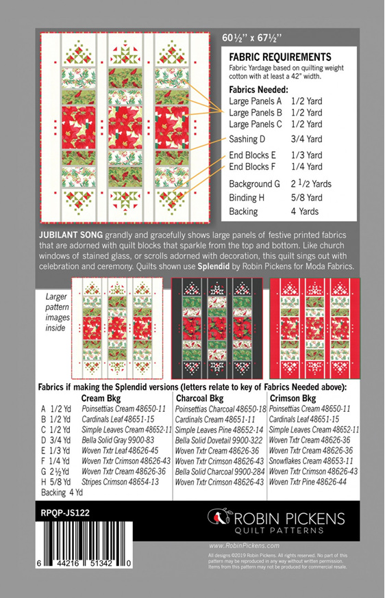 Jubilant Song Quilt Pattern from Robin Pickens
