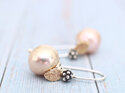 Juliette gold leaves berries silver peach baroque pearls earrings lilygriffin nz