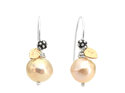 Juliette solid 9k gold leaves berries silver peach baroque pearls earrings nz