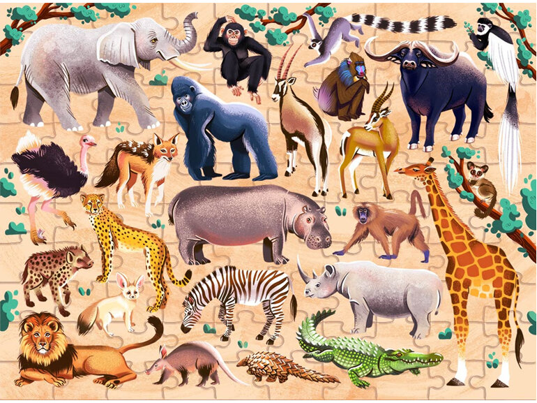 Junior Jigsaw Explore 24 African Animals 100 Piece Puzzle kids
